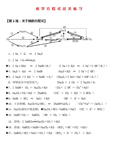 高中化学方程式专练(钠铝铁氯氮硫)