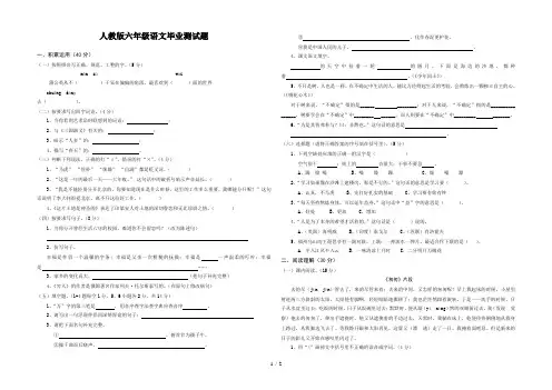 人教版六年级语文毕业水平测试题