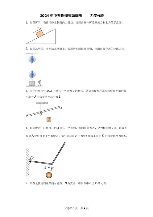 2024年中考物理专题训练——力学作图 (1)