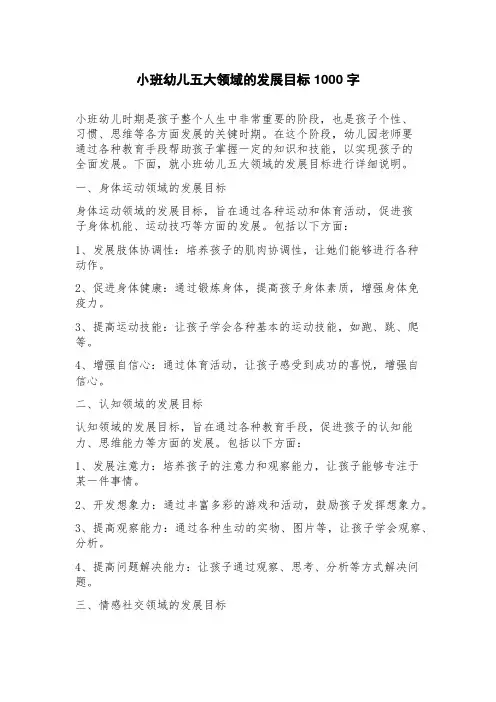 小班幼儿五大领域的发展目标