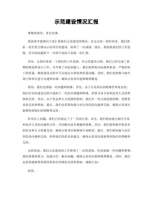示范建设情况汇报