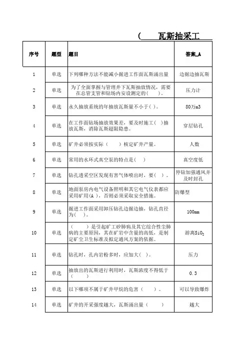 瓦斯抽采工题库(高级)