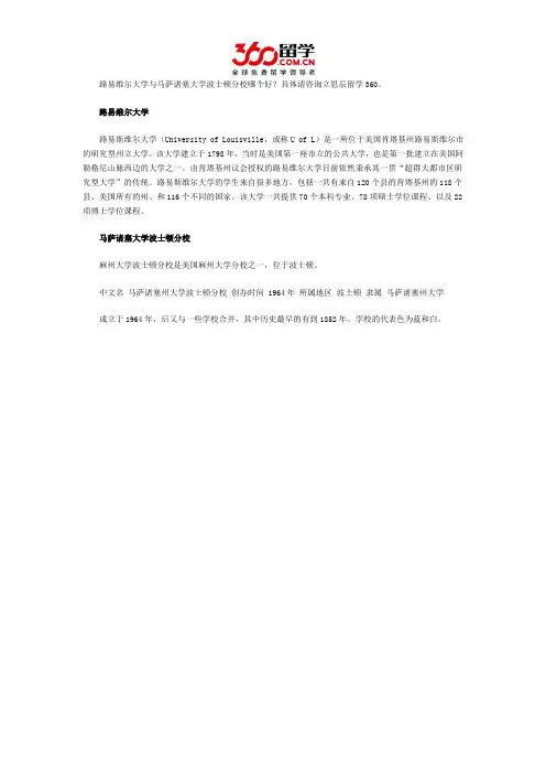 路易维尔大学与马萨诸塞大学波士顿分校哪个好