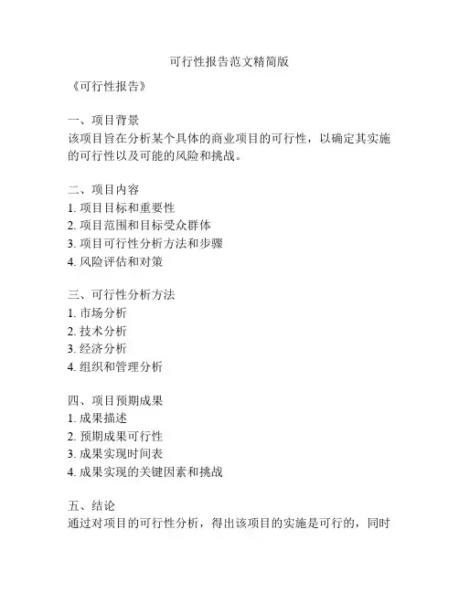 可行性报告范文精简版
