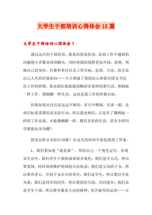 大学生干部培训心得体会15篇