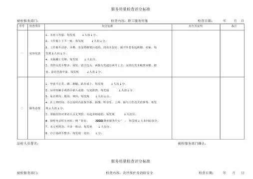 服务品质检查评分细则