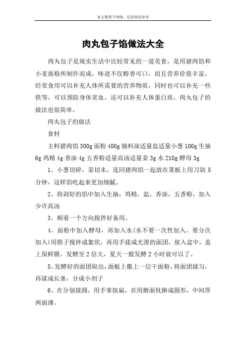 肉丸包子馅做法大全