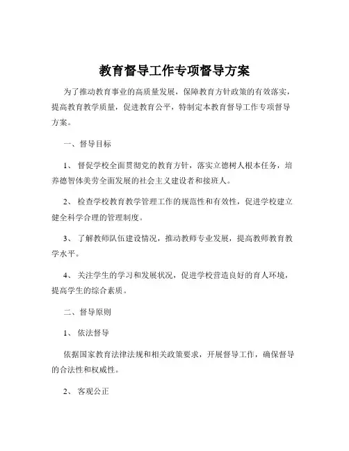 教育督导工作专项督导方案