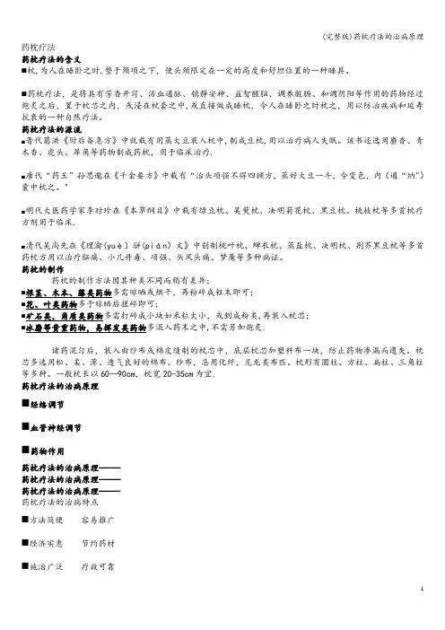 (完整版)药枕疗法的治病原理