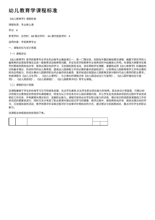 幼儿教育学课程标准