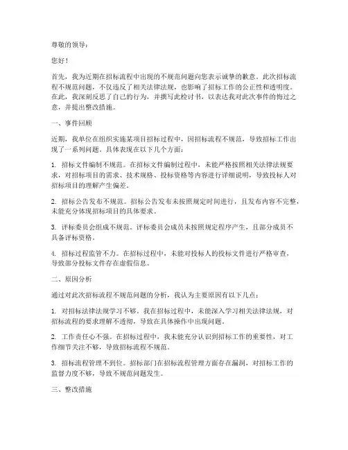 招标流程不规范检讨书