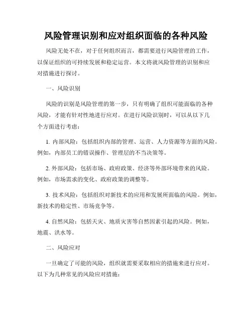 风险管理识别和应对组织面临的各种风险