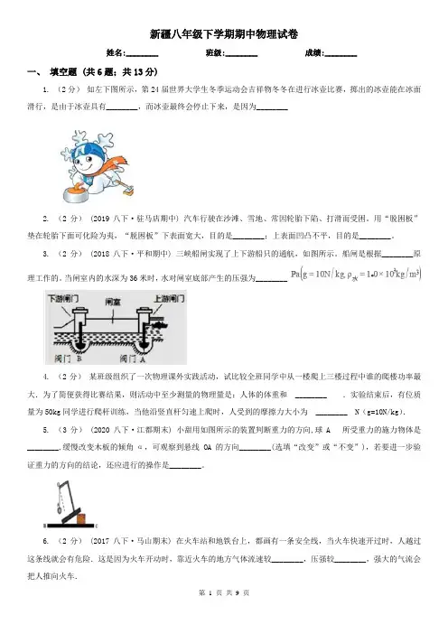 新疆八年级下学期期中物理试卷