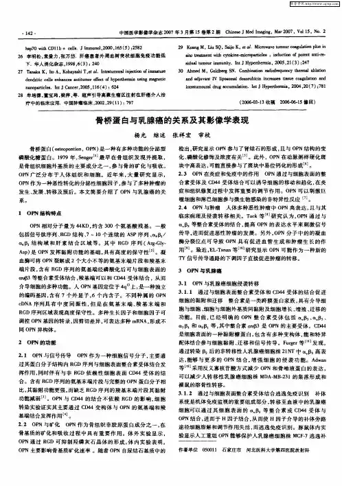 骨桥蛋白与乳腺癌的关系及其影像学表现