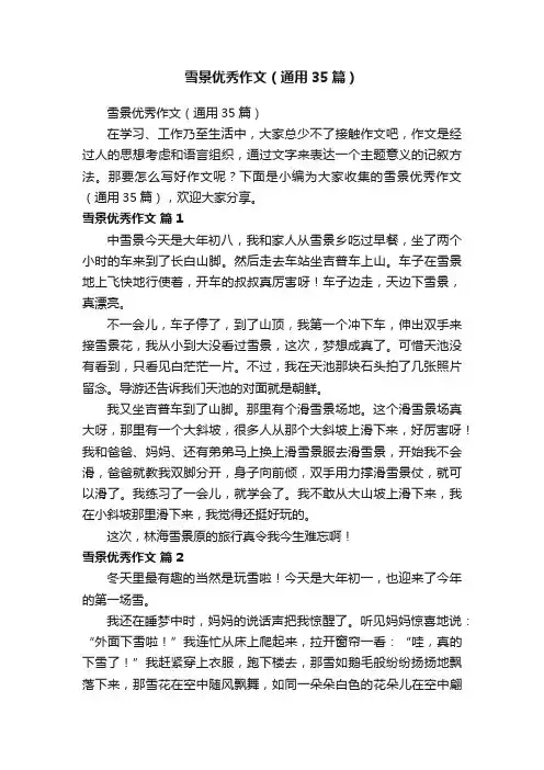雪景优秀作文（通用35篇）