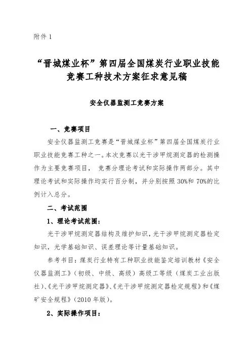 煤炭行业安全仪器监测工竞赛方案