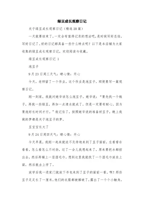 绿豆成长观察日记