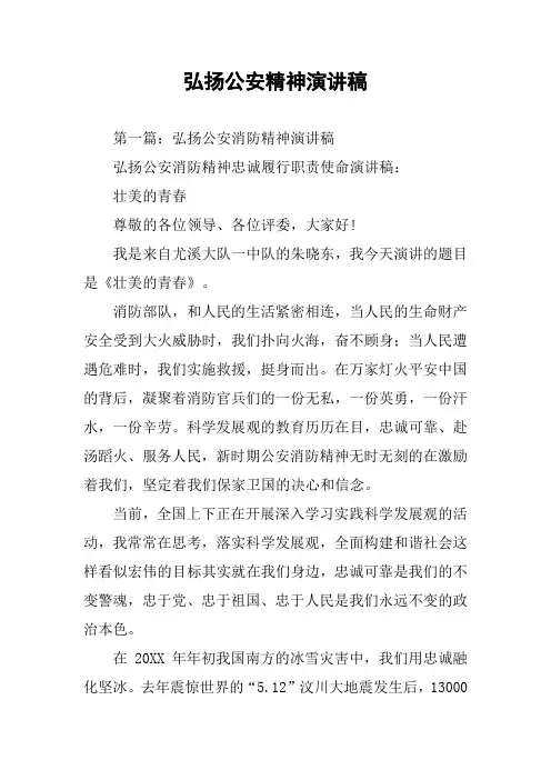 弘扬公安精神演讲稿
