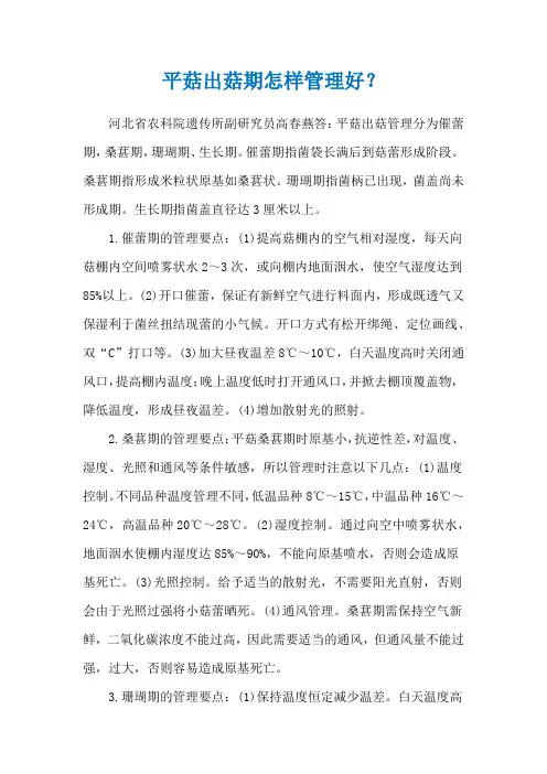 平菇出菇期怎样管理好？