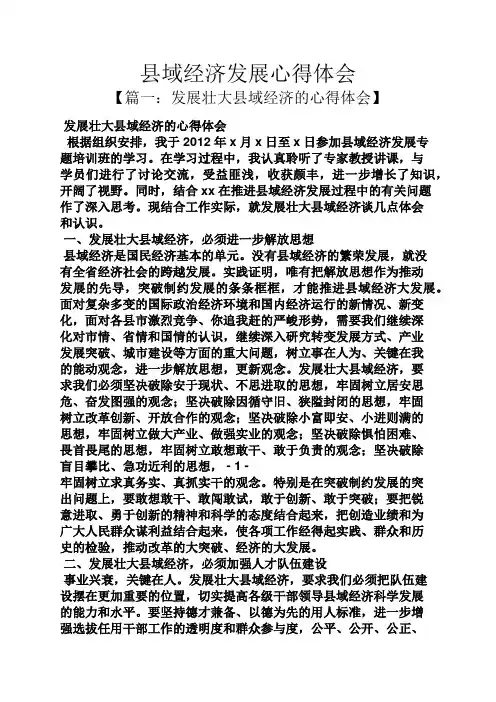 县域经济发展心得体会