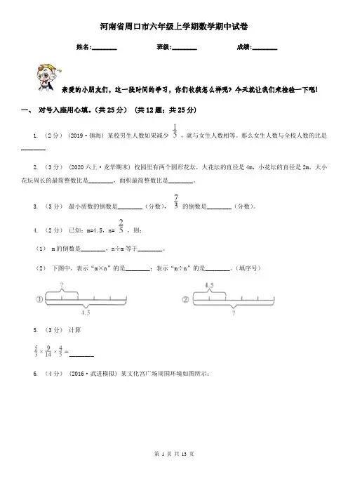 河南省周口市六年级上学期数学期中试卷