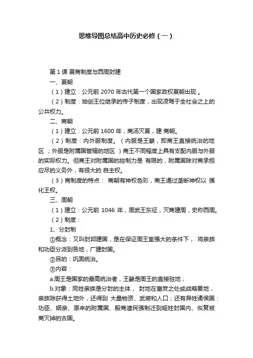 思维导图总结高中历史必修（一）