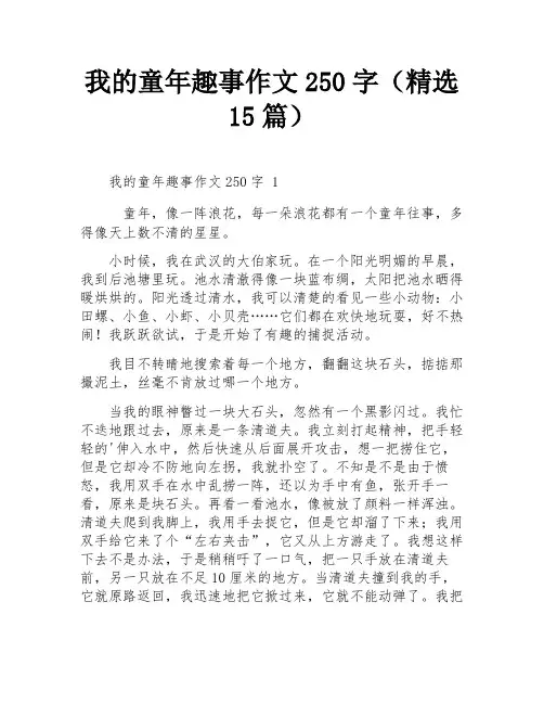 我的童年趣事作文250字(精选15篇)