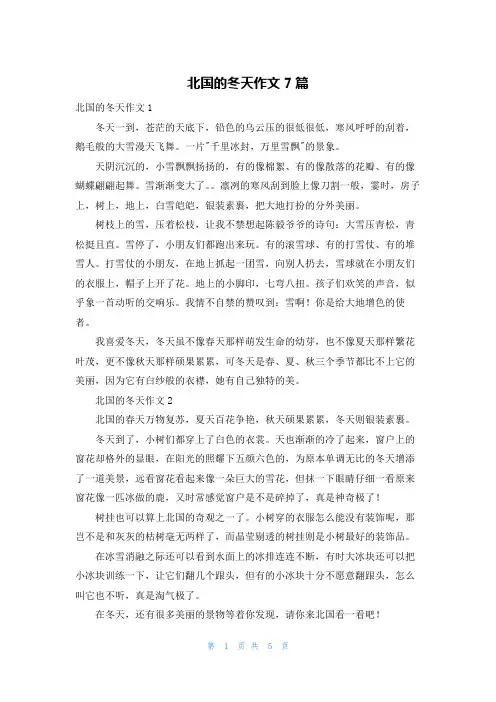 北国的冬天作文7篇