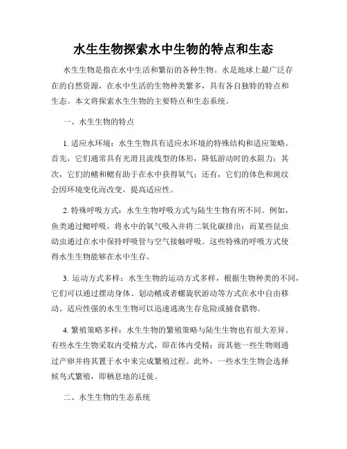 水生生物探索水中生物的特点和生态