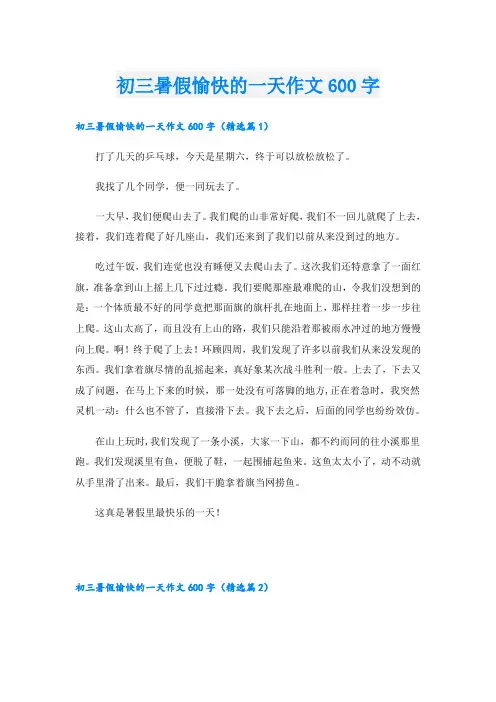 初三暑假愉快的一天作文600字