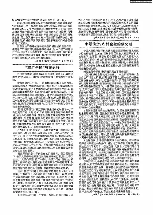 小额信贷：农村金融的催化剂