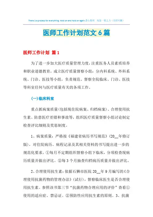 2021年医师工作计划范文6篇