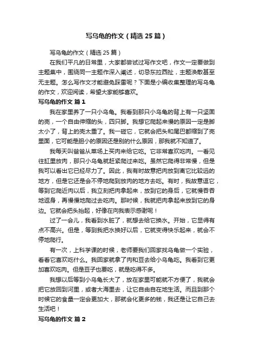 写乌龟的作文（精选25篇）