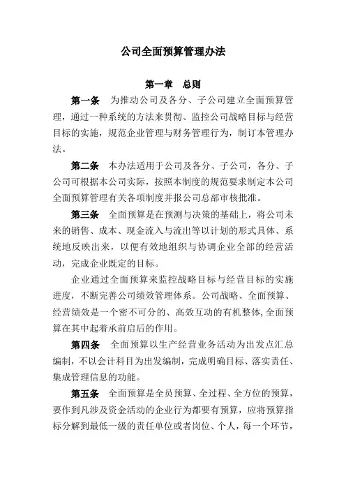 公司全面预算管理办法