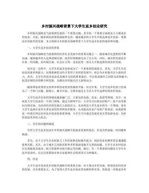 乡村振兴战略背景下大学生返乡创业研究
