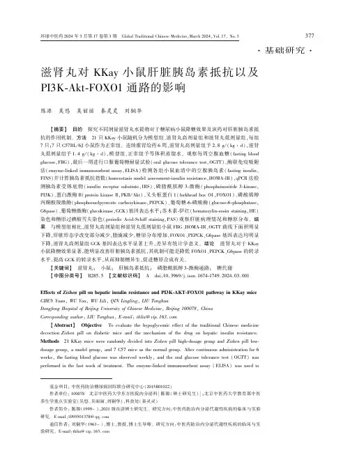 滋肾丸对KKay小鼠肝脏胰岛素抵抗以及PI3K-Akt-FOXO1通路的影响