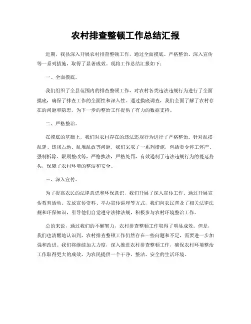 农村排查整顿工作总结汇报