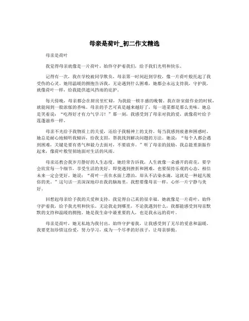母亲是荷叶_初二作文精选