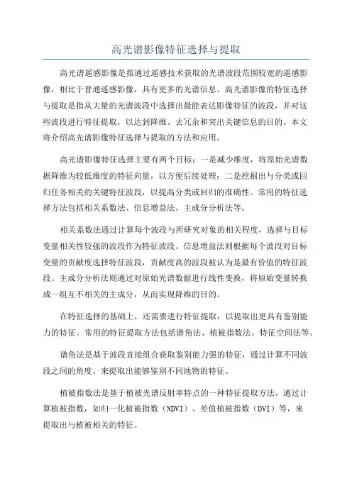 高光谱影像特征选择与提取