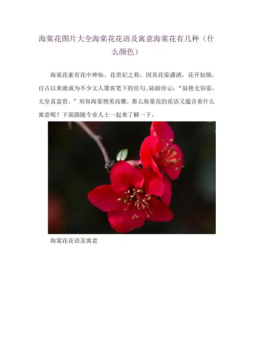 海棠花图片大全 海棠花花语及寓意 海棠花有几种(什么颜色)
