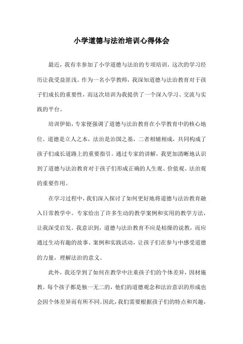 小学道德与法治培训心得体会