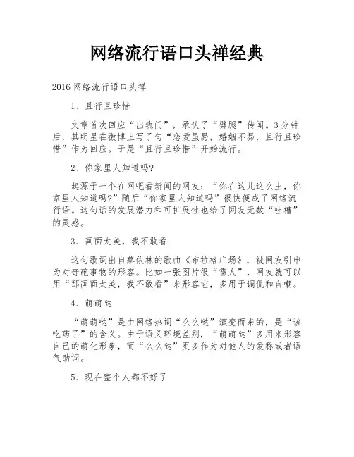 网络流行语口头禅经典