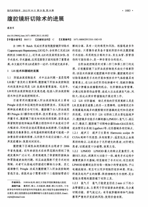 腹腔镜肝切除术的进展