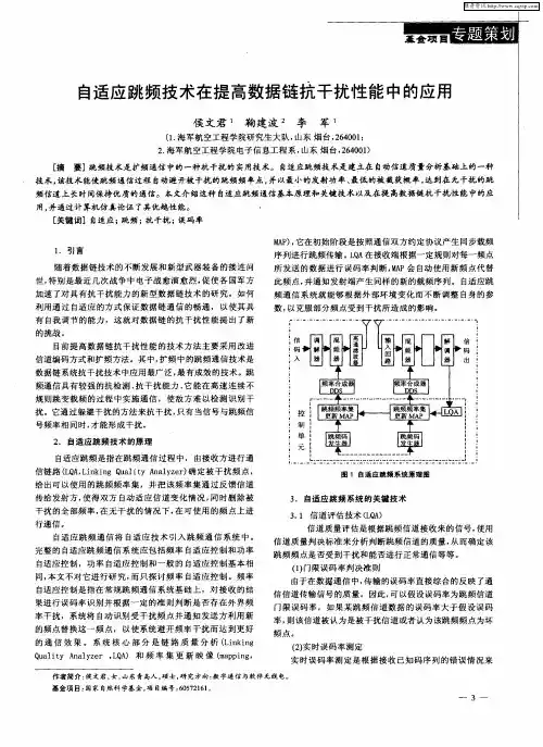 自适应跳频技术在提高数据链抗干扰性能中的应用