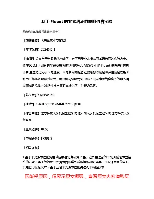 基于Fluent的非光滑表面减阻仿真实验