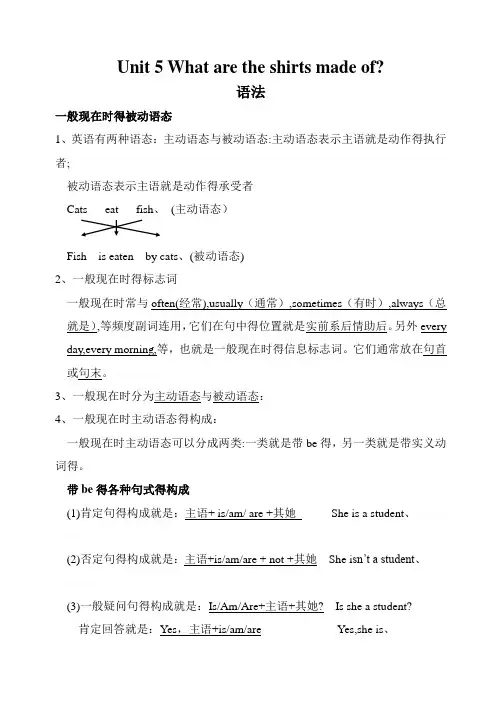 Unit 5 What are the shirts made of知识点整理知识点整理