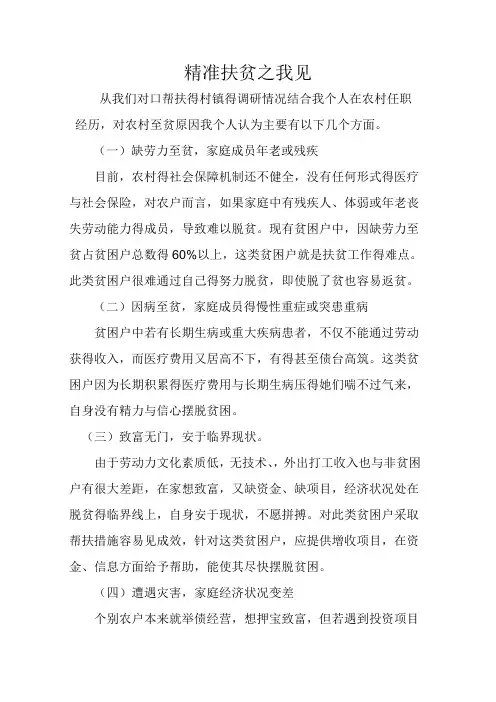 农村主要致贫原因