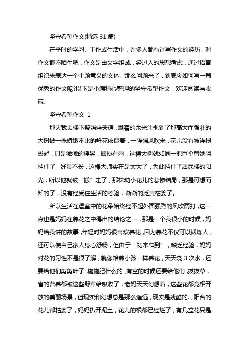 坚守希望作文(精选31篇)