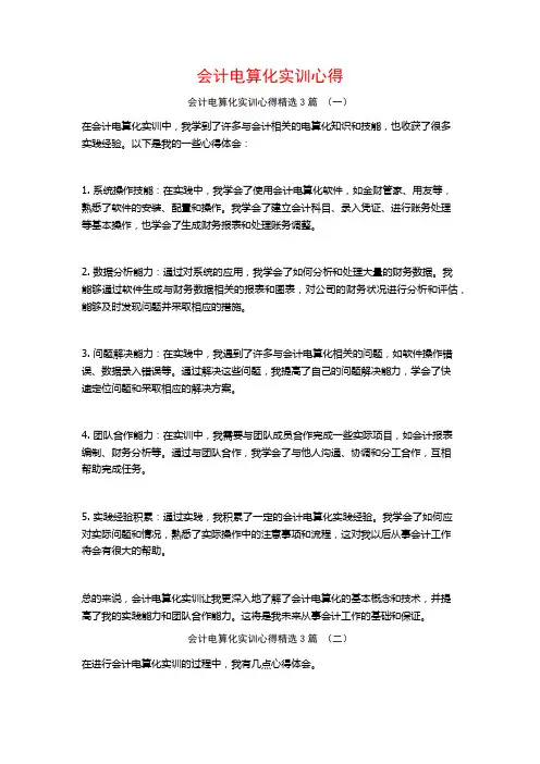 会计电算化实训心得3篇