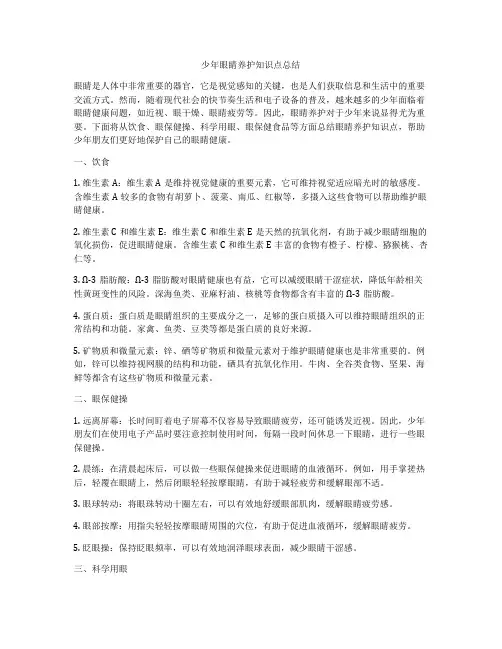 少年眼睛养护知识点总结